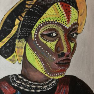 Cuadro pintado a mano, rostro femenino